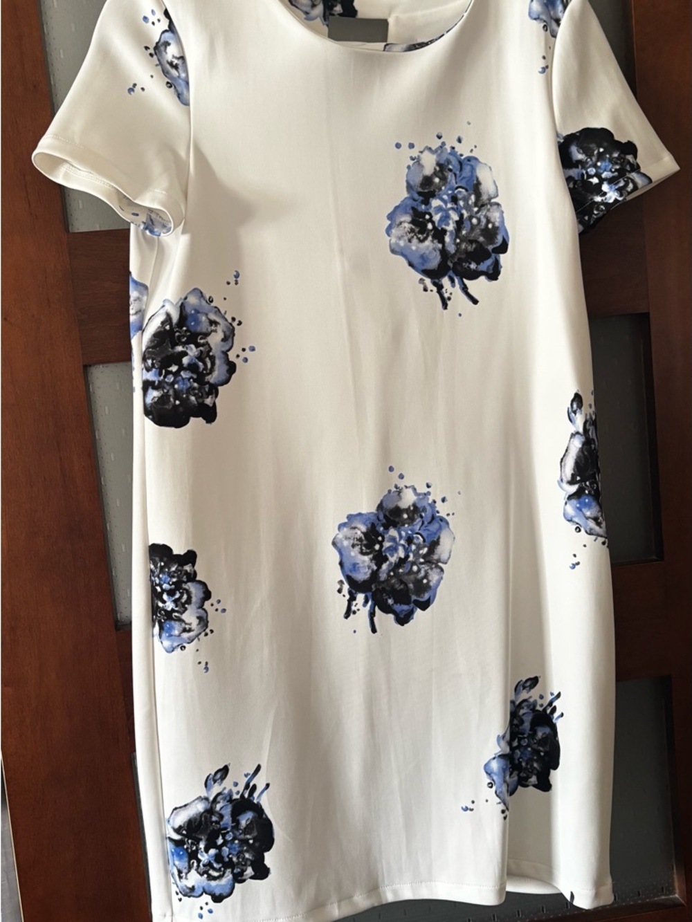 Vero Moda White Mini Dress with Blue Floral Motif